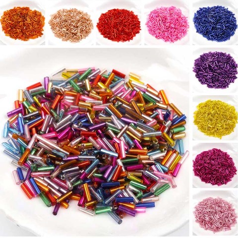 Tube LINED Glass Czech Seed Spacer beads For jewelry handmade DIY Wholesale 17 colors 2x6mm 300pcs ► Photo 1/6