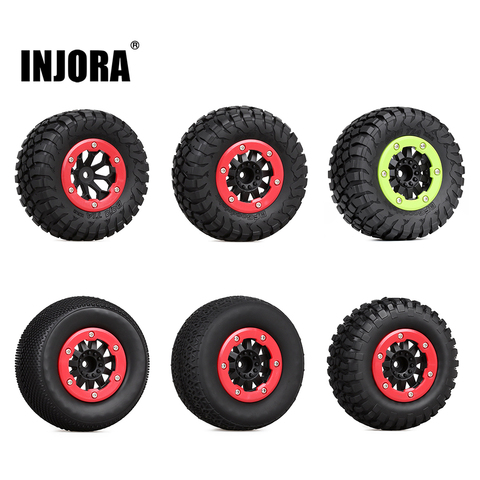 INJORA 4PCS 108MM RC Car Beadlock Rubber Tires Wheel Rim Set for 1/10 Short Course Truck Traxxas Slash 4x4 VKAR 10SC HPI ► Photo 1/6