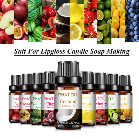 10ml Pure Fruit Fragrance Oil Diffuser Essential Oils Strawberry Mango Pineapple Coconut Flavoring Oil for Lipgloss Soap Making ► Photo 1/6