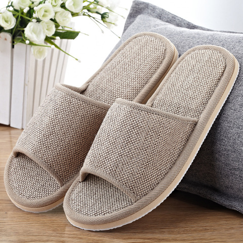 2022 Linen Shoes Women Household Slippers Indoor Floor Shoes Summer Women's Mute Slippers Sandals Slippers ► Photo 1/6