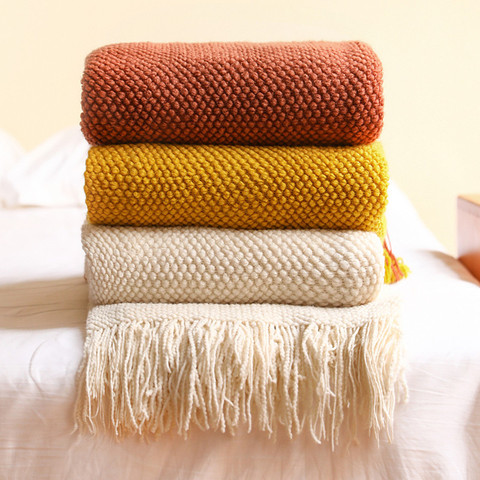 Textile City Home Winter Thickened Knitted Blanket Corn Grain Pattern Casual Comfy Warm Blanket for Bed and Travel 130x200cm ► Photo 1/6