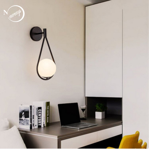 Nordic E27 LED 220V wall lamp modern minimalist glass living room bedroom bedside study aisle corridor staircase wall lights ► Photo 1/6