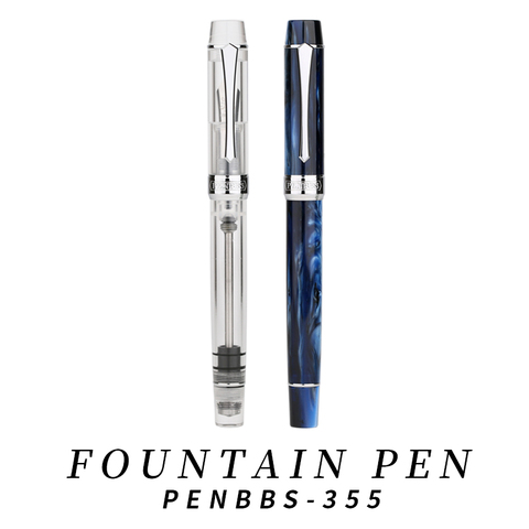 New Moonman PENBBS 355 Piston Fountain Pen Resin Snow / Aurora Snowflake / Golden-Color Fine Nib 0.5mm Fashion Writing Gift Set ► Photo 1/6