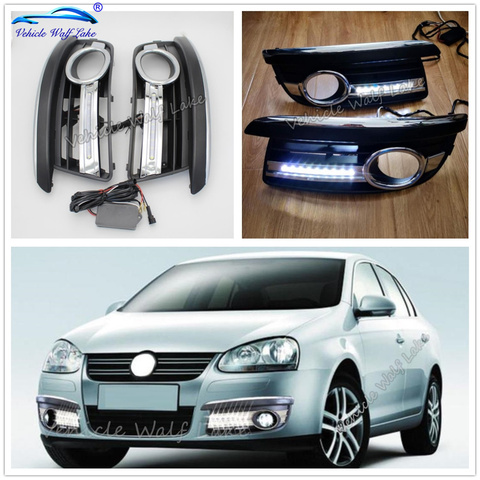 For VW Jetta 5 A5 Mk5 2006 2007 2008 2008 2010 2011 Front Fog Lamp Covers Bezel Led DRL Daytime Running Lights With Wire Harness ► Photo 1/6