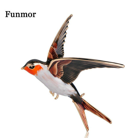 FUNMOR Vivid Enamel Swallow Shape Brooch Pins Coat Dress Decoration Badge Sweater Pendant Bird Animal Brooches For Women Men ► Photo 1/6