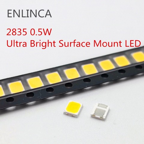 100pcs SMD LED 2835 White Chip 0.5 W 3V 6V 9V 18V 50-55LM Ultra Bright Surface Mount LED Light Emitting Diode Lamp ► Photo 1/2