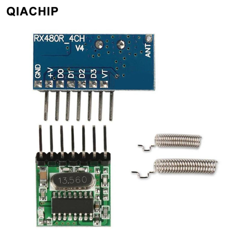 QIACHIP 433mhz Wireless 4 Channel Decoding Receiver Output Module +Wide Voltage Coding Transmitter For 433 Mhz Remote Controls ► Photo 1/6