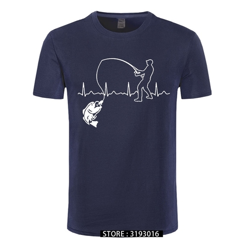 Eat Sleep Fishing Heartbeat Men T-Shirts Men Fisherman Fish T-shirt 100% Premium Cotton Brand New Loose Tee Shirt for Male ► Photo 1/6