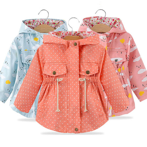 Spring Autumn Girls Casual Jackets hooded Outerwear Fashion Printing Candy Color Windbreaker Children Clothing Cute Girls Coat ► Photo 1/6