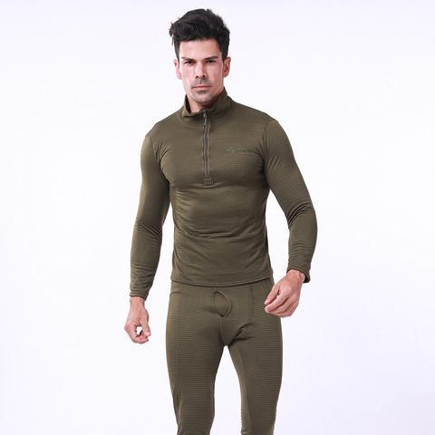 Tactical Training Mens Warm Underwear Suit Outdoor Hiking Hunting Windproof Thermal Fleece Shirt + Pants Sets Military Clothes ► Photo 1/6