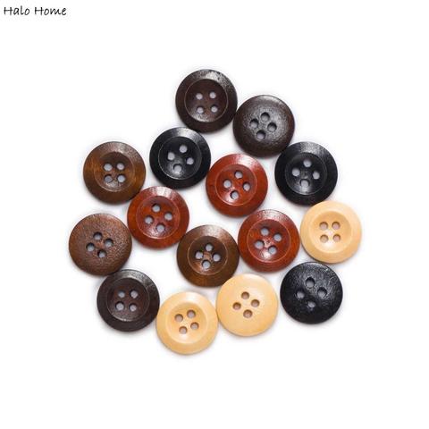 4 Hole 5 colors Round Wooden Buttons Sewing Scrapbook Clothing Crafts Gift Jacket Blazer Sweaters Handwork Accessories 10-25mm ► Photo 1/3