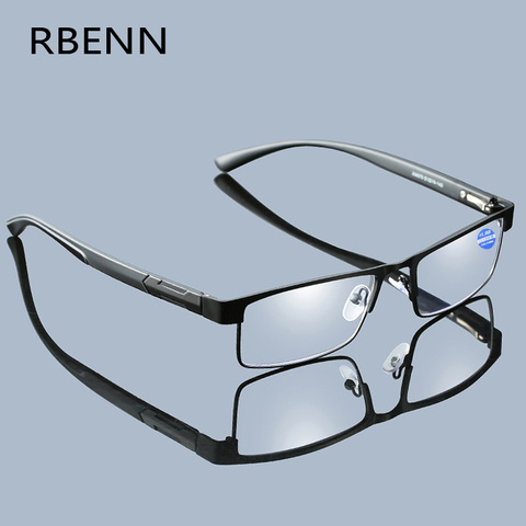 RBENN Anti Blue Light Computer Reading Glasses Men with CR-39 Lens Green Cover Blue Light Metal Frame Eyeglasses +0 1.75 2.25 ► Photo 1/6