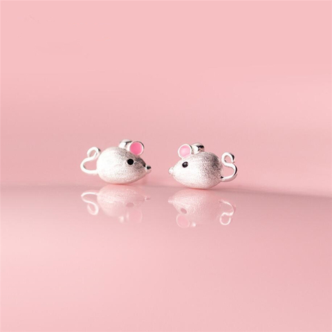 Sole Memory 2022 Rat Year Zodiac Sign Shiny Mouse Lovely 925 Sterling Silver Fashion Female Stud Earrings SEA702 ► Photo 1/5