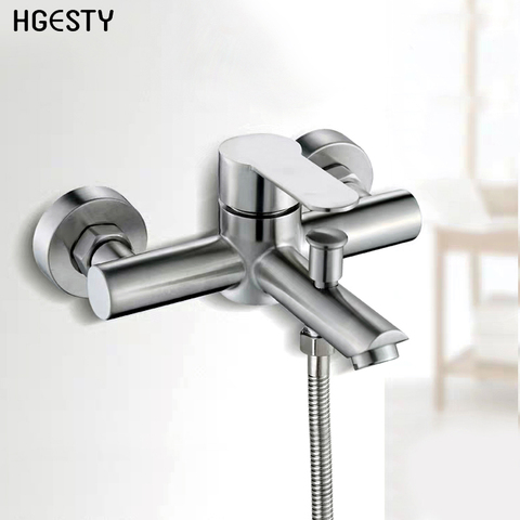Bathroom Shower Faucets Stainless Steel Triple Bathtub Faucet Mixers Hot Cold Mixer Valve Nozzle Tap Wall Mounted Home Accessory ► Photo 1/6