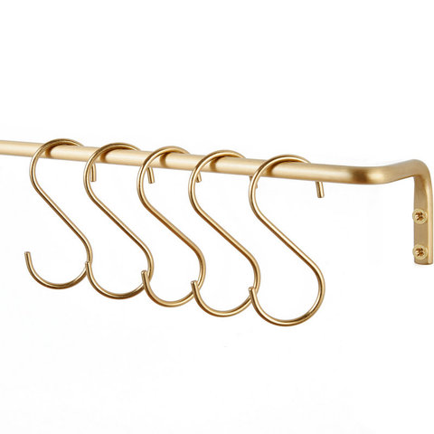  5Pcs Nordic simple S - shaped brass hook simple decorative clothing pole towel bar kitchen hanging  hook fittings   ► Photo 1/3