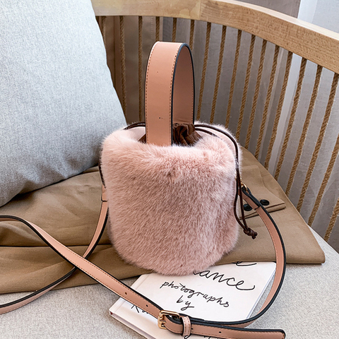 Bucket Bag Handbag Fashion Faux Fur Winter Bags Women Shoulder Crossbody Bag Ladies Plush Hand Bags Designers Bolsa Feminina Sac ► Photo 1/6