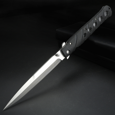 Pocket folding knife with clip Outdoor knives hunting survival tool knive EDC knife with rubber handle black ► Photo 1/1