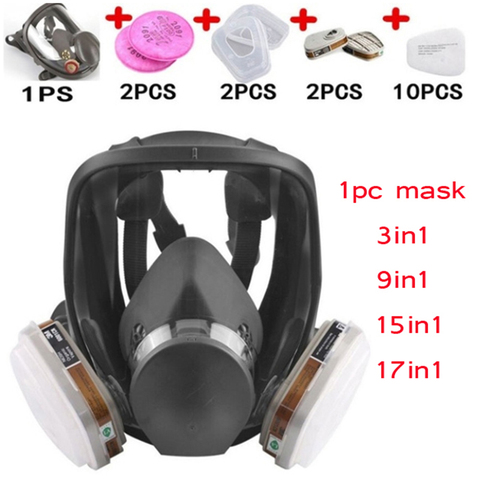Protection 3/15/17 In 1 Safety Respirator Gas Mask same For 6800 Gas Mask Painting Spraying Full Face Facepiece Respirator ► Photo 1/6