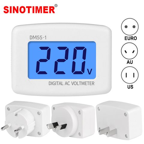 DM55-1 AU US EU Plug in Digital Voltage Meter Voltmeter Tester LCD Display Volt Wall Flat Measuring Socket Monitors AC 220V 110V ► Photo 1/6