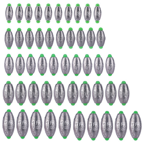 10pcs 4 5 7 10 15g Lead Weight Fishing Lead Sinker Mould Olive Shaped Middle Pass Removable Split Lead Shot Sinkers Tackle Kits ► Photo 1/6