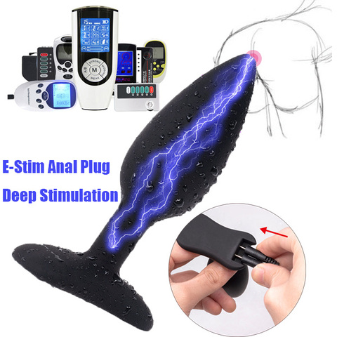 BDSM Electric Shock Pulse Silicone Anal Plug Bum Dildo Big Butt Plug E-Stim G-Spot Prostate Massager Anus Dilator Unisex Sex Toy ► Photo 1/6