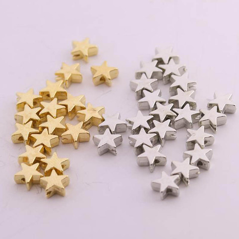 200pcs/lot 6*6mm Inside Hole 1mm CCB Gold Silver Color Star Spacer Beads End Caps Beads DIY Jewelry Making Findings Charm Beads ► Photo 1/6