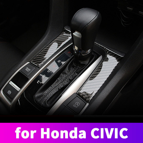 Carbon fiber interior control gearshift panel decoration stickers modification supplies For Honda Civic 10th 2017 2022 ► Photo 1/5