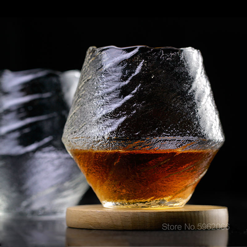 Japanese EDO Crystal Whisky Neat Glass Snowflakes Falling Artwork Liquor XO Brandy Snifter Whiskey Wine Cup Wooden Gift Box Set ► Photo 1/6