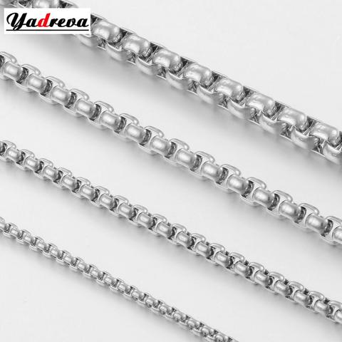 Width 2mm/3mm/ 4mm/5mm/6mm Never Fade Stainless Steel Round Box Chain Silver Color Waterproof  Men Cuban Necklace Various Sizes ► Photo 1/6