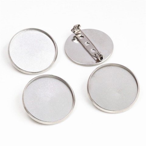 ( No Fade ) 20mm 25mm Inner Size Stainless Steel Material Brooch Style Cabochon Base Cameo Setting Charms Pendant Tray ► Photo 1/2