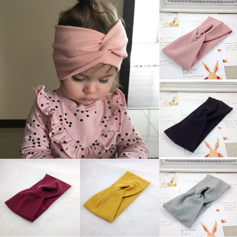 1 PCS Spring Summer Solid Color Baby Headband Girls Twisted Knotted Soft Elastic Baby Girl Headbands Hair Accessories Large Size ► Photo 1/6