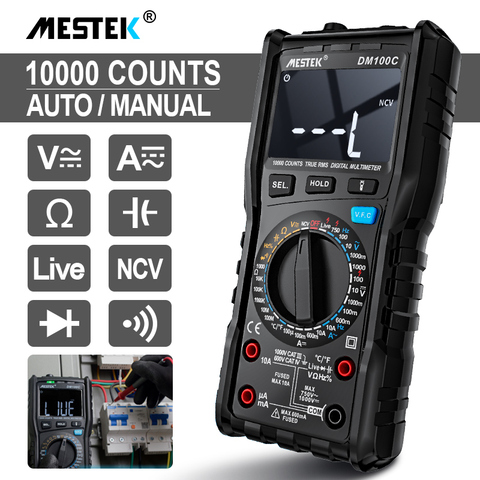 MESTEK DM100 Digital Multimeter Tester Capacitance Fast Speed DC DC 10000 Counts multimetro digital profissional Anti-burn Alarm ► Photo 1/6