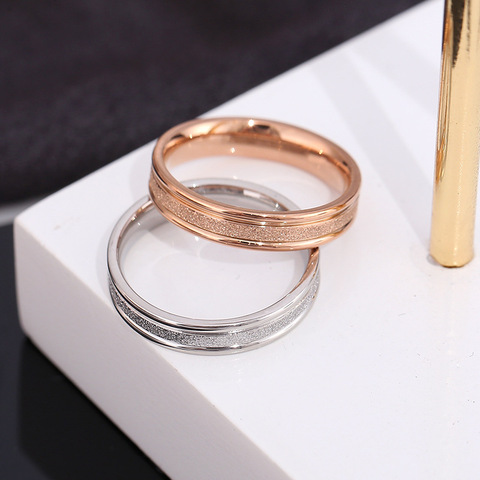 KNOCK Rose Gold Color Frosted Finger Ring  Wedding ring engagement ring Jewelry 316L Stainless Steel Top Quality Never Fade ► Photo 1/6