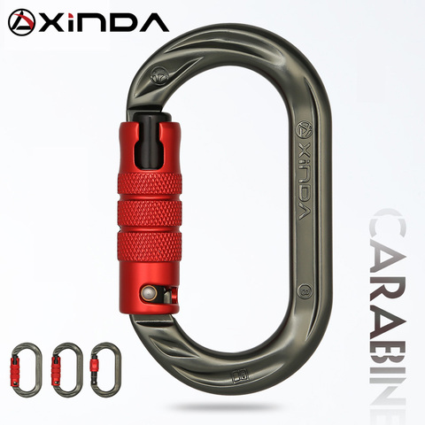 XINDA Outdoor O-shape carabiner 24kN 7075 aluminum oval hook rock climbing auto locking screw gate carabiner ► Photo 1/6