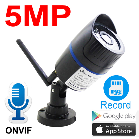 HD 5MP Wifi IP Camera ONVIF 1080P Wireless Wired CCTV Bullet Camera Outdoor Mic Audio TF Card Slot  P2P Onvif JIENUO ► Photo 1/6