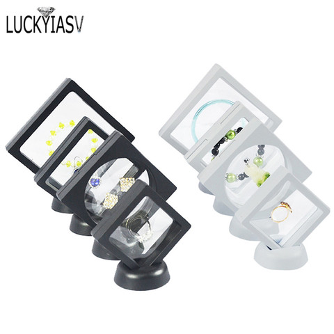 PET Membrane Floating Clear Arylic Jewelry Ring Pendant Display Stand Holder Bague Packaging Box Protect Case No Base ► Photo 1/6