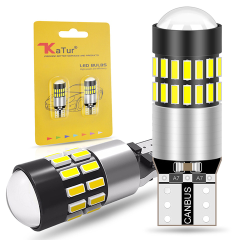 Katur 2pcs T10 Led CANBUS bulbs W5W 194 168 W5W Clearance Parking Lights 3014 SMD No Error 6000K White Interior Map Dome Lights ► Photo 1/6