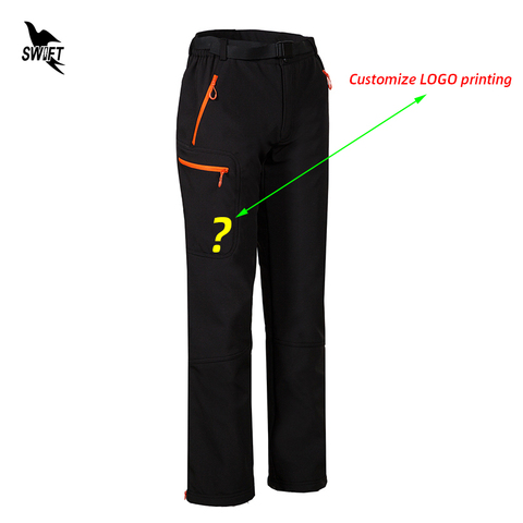 Customize LOGO Camping Hiking Softshell Pants Men Waterproof Winter Thermal Fleece Trousers Outdoor Trekking Mountain Clothing ► Photo 1/6