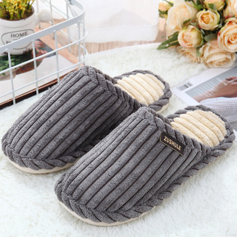 Indoor Slippers For Men Cheaper Short Plush Winter And Autumn Slippers Men Warm Comfortable Soft Non-Slip Men's Shoes ► Photo 1/6