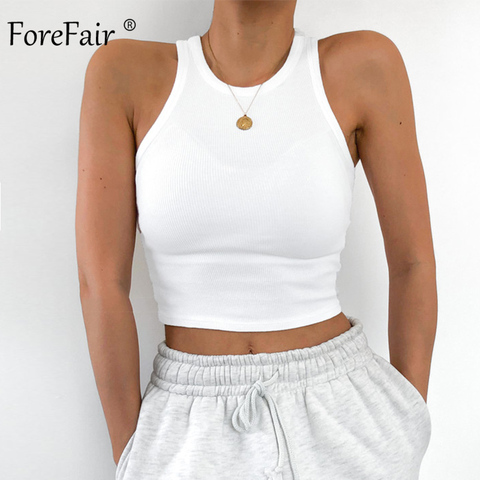 Forefair Off Shoulder Knitted Tank Tops Summer Woman Cami Out Street Sleeveless O Neck Basic Sexy Crop Tops Women ► Photo 1/6