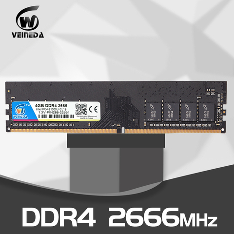 VEINEDA ddr4  4 gb 8gb 16gb PC Computer RAM  4GB Memory DDR 4 PC4 2133 2400 2666Mhz Desktop Motherboard Memoria 284-pin ► Photo 1/6