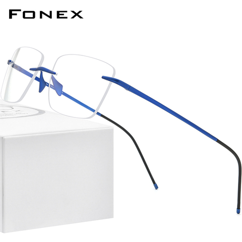 FONEX Pure Titanium Glasses Frame Men 2022 Women Rimless Prescription Square Eyeglasses Frameless Myopia Optical Eyewear 8557 ► Photo 1/6