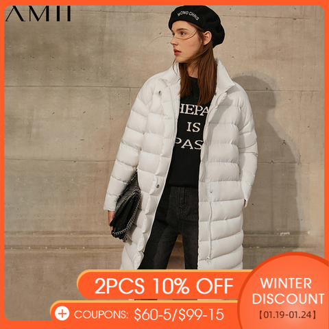 Amii Minimalism Down Jacket Female Winter Fashion Solid Stand Collar 90%White Duck Down Women's Down Jacket 12070688 ► Photo 1/5