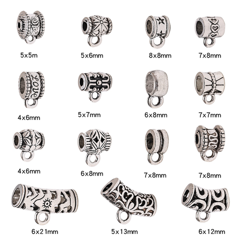 30pcs/lot Antique Silver Clasps Connector Charms Bail Beads Spacer Tube Metal Pendant Bracelet Diy Jewelry Making Accessories ► Photo 1/6