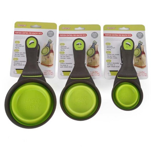 Folding Silicone Pet Bowl Food Spoon Foldable Food Bag Water Bowl Measuring Cup Dog Food Spoon ► Photo 1/5