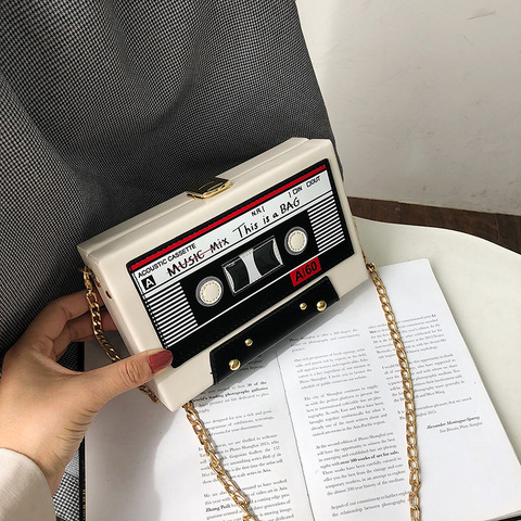 Women Shoulder Bag New Tape Recorder Women's Bags Cute Funny Cartoon PU Leather Chain Crossbody Bag Female Day Clutches bag C172 ► Photo 1/6