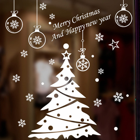 Christmas tree decoration glass windows Wall Sticker Wall Decals festival Home decoration happy New Year Stickers wallpaper ► Photo 1/6