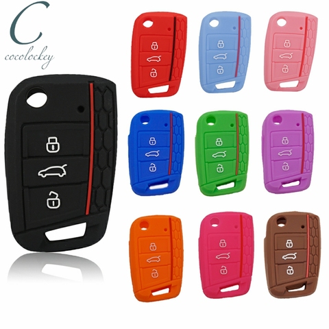 Cocolockey Silicone Car Key Cover Case Protect for VW Polo 2016 Golf 7 MK7 for Skoda Octavia Combi A7 for SEAT Leon Ibiza CUPTRA ► Photo 1/6