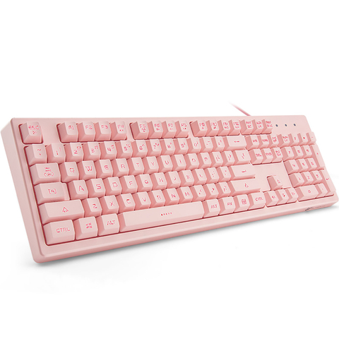 Basaltech Pink Keyboard with LED Backlit 104-Key Quiet Gaming Keyboard Mechanical Feeling Waterproof Wired USB for PC Mac Laptop ► Photo 1/6