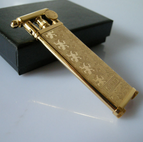 Japan Gold Ultra-thin Pure Copper Mens Smoking Lighters Cigarette Kerosene Lighters Old Fashion Carving Fuel Kerosene Lighter ► Photo 1/6